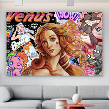 Lade das Bild in den Galerie-Viewer, Spannrahmenbild Pop Art Venus mit Comic Figuren Querformat
