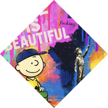 Lade das Bild in den Galerie-Viewer, Aluminiumbild gebürstet Pop Art Wandbild mit inspirierendem Zitat Raute
