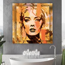 Lade das Bild in den Galerie-Viewer, Aluminiumbild Porträt einer Frau in abstrakter Form Quadrat

