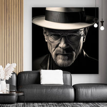 Lade das Bild in den Galerie-Viewer, Acrylglasbild Porträt eines Mannes mit Hut und Brille Quadrat
