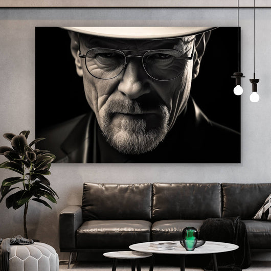 Poster Porträt eines Mannes mit Hut und Brille Querformat