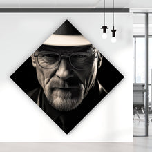 Lade das Bild in den Galerie-Viewer, Aluminiumbild Porträt eines Mannes mit Hut und Brille Raute
