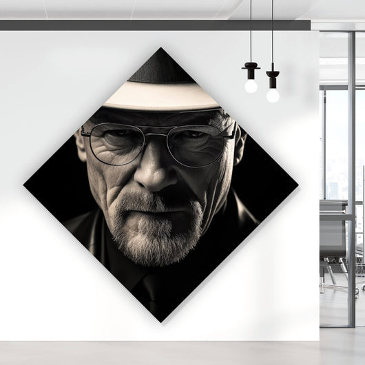 Spannrahmenbild Porträt eines Mannes mit Hut und Brille Raute