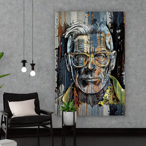 Acrylglasbild Porträt Mann mit Brille Hochformat