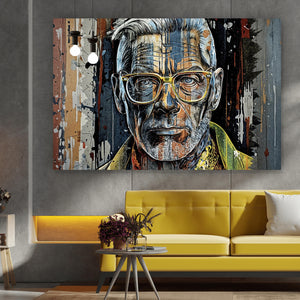 Acrylglasbild Porträt Mann mit Brille Querformat