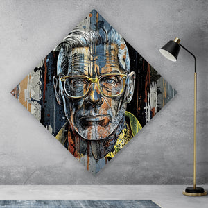 Spannrahmenbild Porträt Mann mit Brille Raute