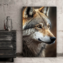 Lade das Bild in den Galerie-Viewer, Leinwandbild Portrait eines ausdrucksstarken Wolfes Hochformat
