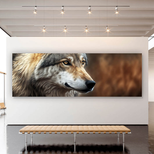 Poster Portrait eines ausdrucksstarken Wolfes Panorama