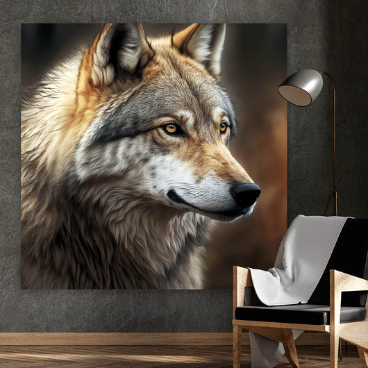 Poster Portrait eines ausdrucksstarken Wolfes Quadrat