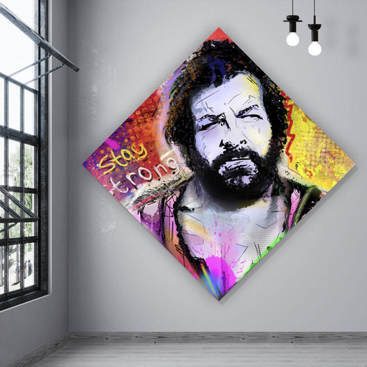 Acrylglasbild Portrait Schauspieler in Graffiti Optik Raute