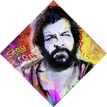 Lade das Bild in den Galerie-Viewer, Aluminiumbild Portrait Schauspieler in Graffiti Optik Raute
