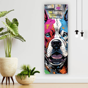 Aluminiumbild Portrait von drei Hunden Pop Art Panorama Hoch