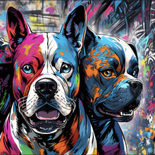 Lade das Bild in den Galerie-Viewer, Poster Portrait von drei Hunden Pop Art Quadrat
