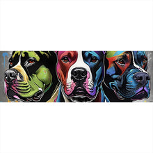 Lade das Bild in den Galerie-Viewer, Leinwandbild Portrait von drei markanten Hunden Panorama
