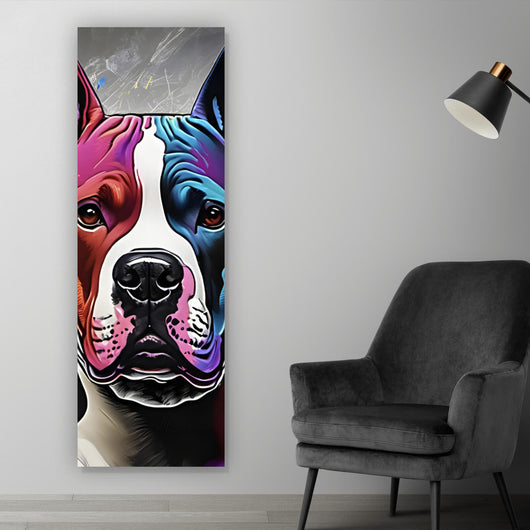 Leinwandbild Portrait von drei markanten Hunden Panorama Hoch