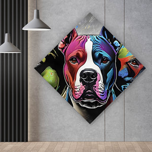 Aluminiumbild gebürstet Portrait von drei markanten Hunden Raute