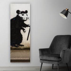 Leinwandbild Ratte mit provokanter Botschaft Panorama Hoch