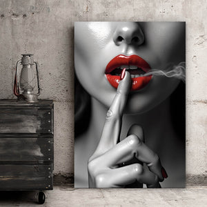 Poster Rauchige rote Lippen Hochformat