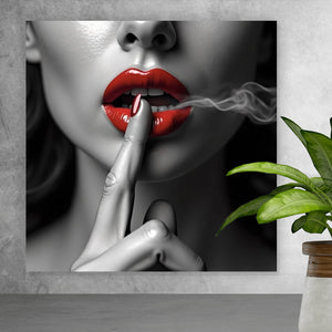 Poster Rauchige rote Lippen Quadrat