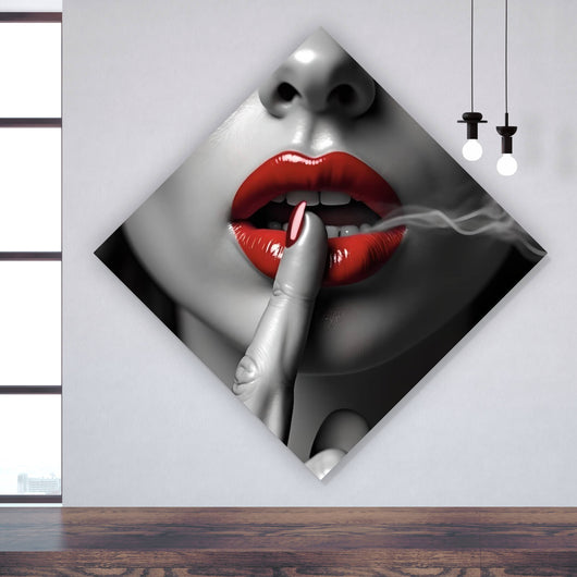 Aluminiumbild Rauchige rote Lippen Raute