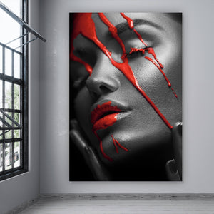 Leinwandbild Red Face Hochformat