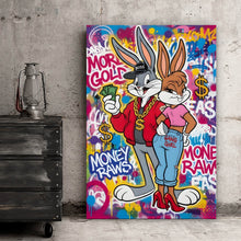 Lade das Bild in den Galerie-Viewer, Spannrahmenbild Reiche Hasengang Graffiti Hochformat
