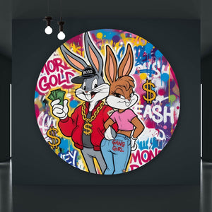 Aluminiumbild Reiche Hasengang Graffiti Kreis