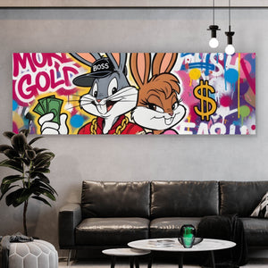 Aluminiumbild Reiche Hasengang Graffiti Panorama