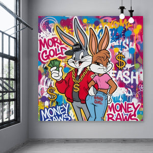 Spannrahmenbild Reiche Hasengang Graffiti Quadrat