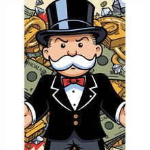 Lade das Bild in den Galerie-Viewer, Spannrahmenbild Reicher Mann Geldscheine Diamanten Kunst Hochformat
