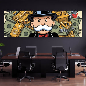 Aluminiumbild Reicher Mann Geldscheine Diamanten Kunst Panorama