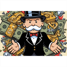 Lade das Bild in den Galerie-Viewer, Acrylglasbild Reicher Mann Geldscheine Diamanten Kunst Querformat
