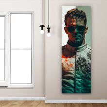 Lade das Bild in den Galerie-Viewer, Acrylglasbild Rennfahrer Porträt Panorama Hoch
