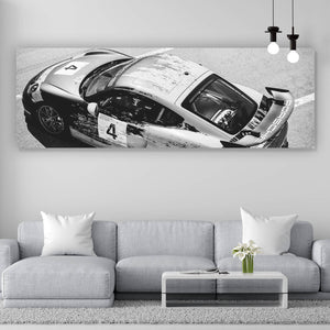 Acrylglasbild Rennwagen auf Rennstrecke Panorama