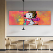 Lade das Bild in den Galerie-Viewer, Aluminiumbild Retro Cartoon Hund fährt Roller Pop Art Panorama
