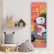 Lade das Bild in den Galerie-Viewer, Acrylglasbild Retro Cartoon Hund fährt Roller Pop Art Panorama Hoch
