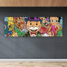 Lade das Bild in den Galerie-Viewer, Aluminiumbild gebürstet Verschiedene Comicfiguren im Pop Art Stil Panorama
