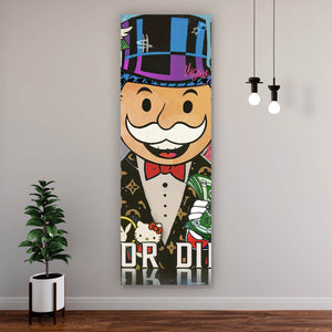 Aluminiumbild gebürstet Verschiedene Comicfiguren im Pop Art Stil Panorama Hoch