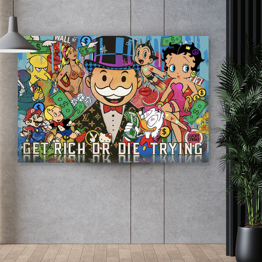 Poster Verschiedene Comicfiguren im Pop Art Stil Querformat