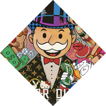 Lade das Bild in den Galerie-Viewer, Aluminiumbild gebürstet Verschiedene Comicfiguren im Pop Art Stil Raute
