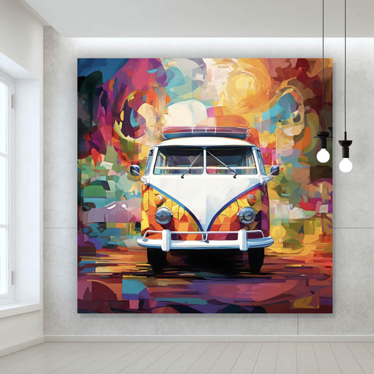 Poster Retro Bus Abstrakt Quadrat