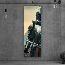 Lade das Bild in den Galerie-Viewer, Aluminiumbild Ritter majestätisch mit zwei Schwertern Panorama Hoch
