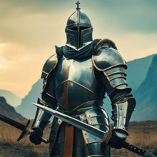 Lade das Bild in den Galerie-Viewer, Poster Ritter majestätisch mit zwei Schwertern Quadrat
