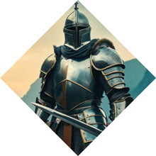 Lade das Bild in den Galerie-Viewer, Spannrahmenbild Ritter majestätisch mit zwei Schwertern Raute
