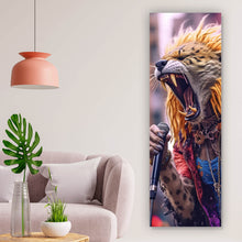 Lade das Bild in den Galerie-Viewer, Acrylglasbild Rockiger Leopard der singt Panorama Hoch
