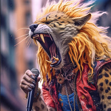 Lade das Bild in den Galerie-Viewer, Poster Rockiger Leopard der singt Quadrat
