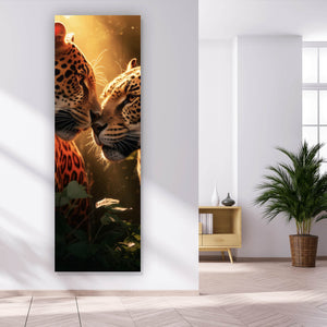 Acrylglasbild Romantisches Leoparden Paar Panorama Hoch