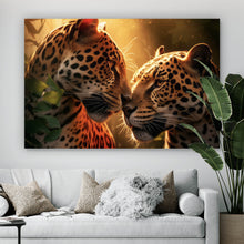 Lade das Bild in den Galerie-Viewer, Spannrahmenbild Romantisches Leoparden Paar Querformat
