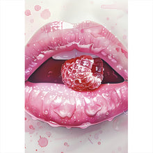 Lade das Bild in den Galerie-Viewer, Aluminiumbild gebürstet Rosa Lippen mit Früchten Hochformat
