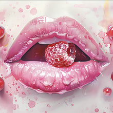 Lade das Bild in den Galerie-Viewer, Poster Rosa Lippen mit Früchten Quadrat
